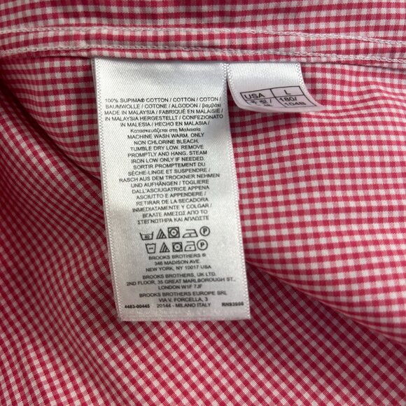Brooks Brothers Madison Gingham Non-Iron Supima Cotton Button-Down Shirt Large - Picture 4 of 7